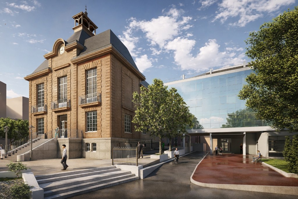 Mairie classique et extension moderne