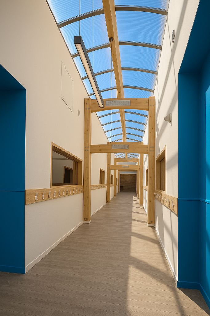 Couloir structure bois